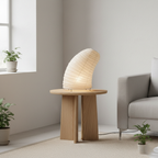 Lámpara de Mesa Akari V8 con Pantalla de Tela Texturizada para Dormitorio y Sala de Estar