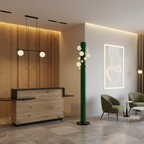 VerdeLuxe | Lámpara de Pie Moderna y Elegante con Base de Metal Verde y Pantalla Blanca