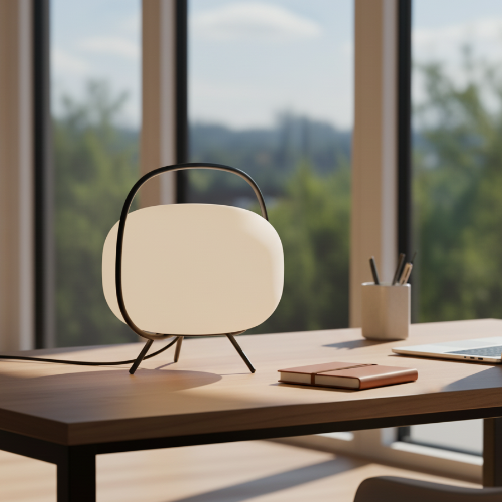 KumoLight | Lámpara de Mesa de Vidrio Esmerilado Minimalista y Elegante para Iluminación Ambiental