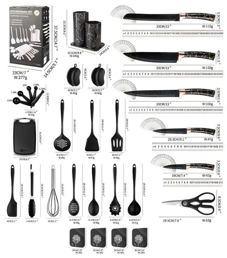 Lisslune | ChefSet – Set de cocina y cuchillos de 29 piezas