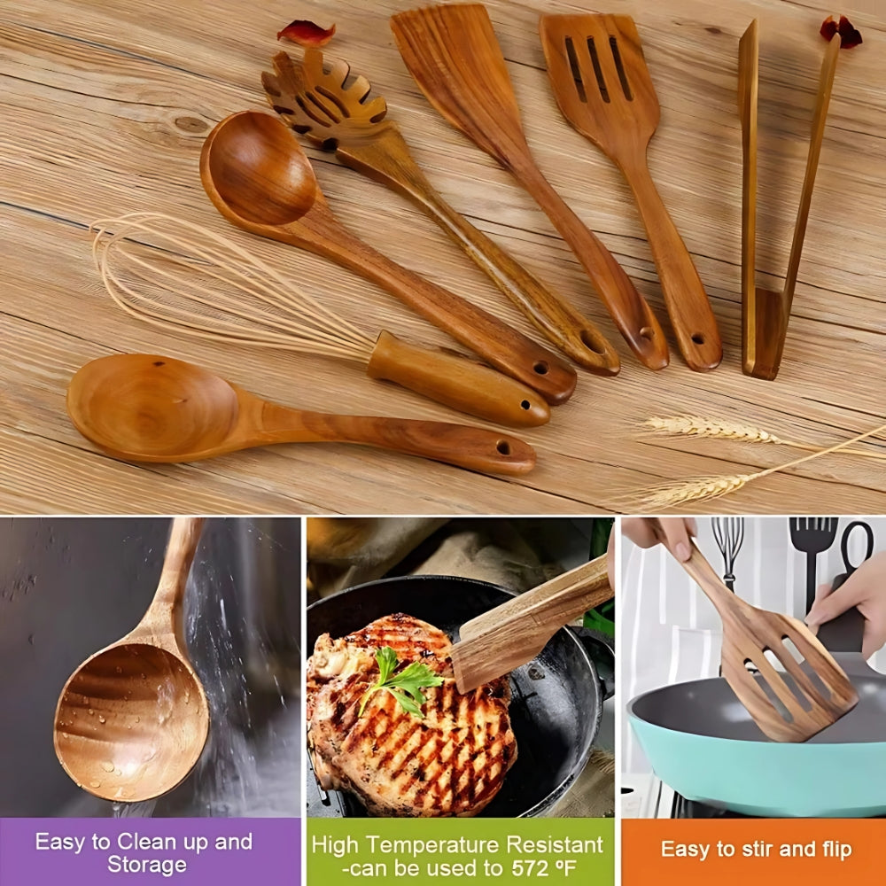 Utensilios de Cocina de Madera Premium | 7 Sets
