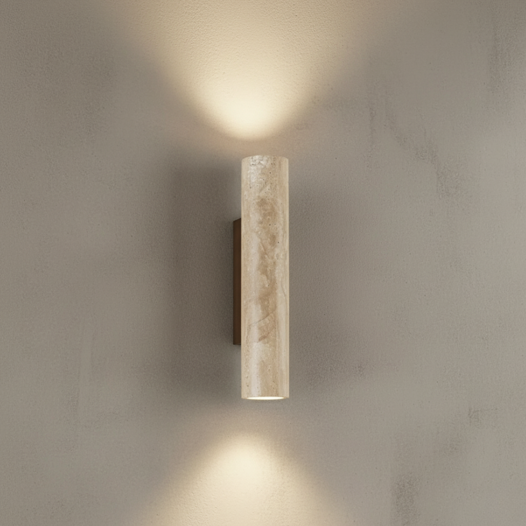 Aplique de Pared de Travertino Elegante - Iluminación Moderna Arriba/Abajo para Decoración Arquitectónica