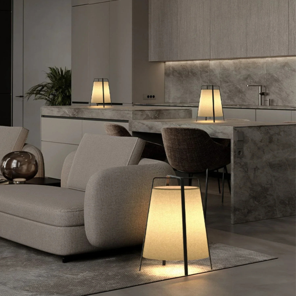 LumosShade | Lámpara de Pie y Mesa de Tela Moderna para una Ambiencia Elegante