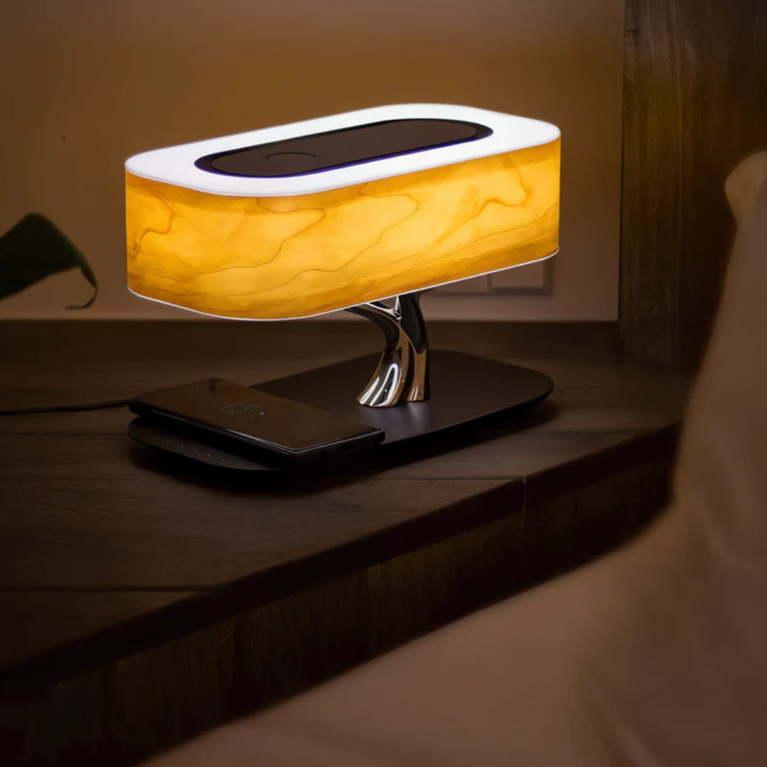 Lámpara de mesa LED Bluetooth | Lámpara inalámbrica con estación de carga