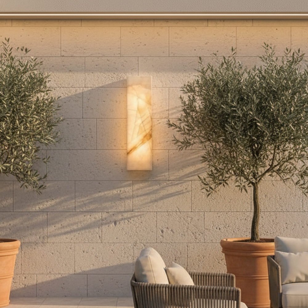 Marbelle - Lámpara de Pared LED de Piedra Natural Moderna para Exterior con Diseño Impermeable