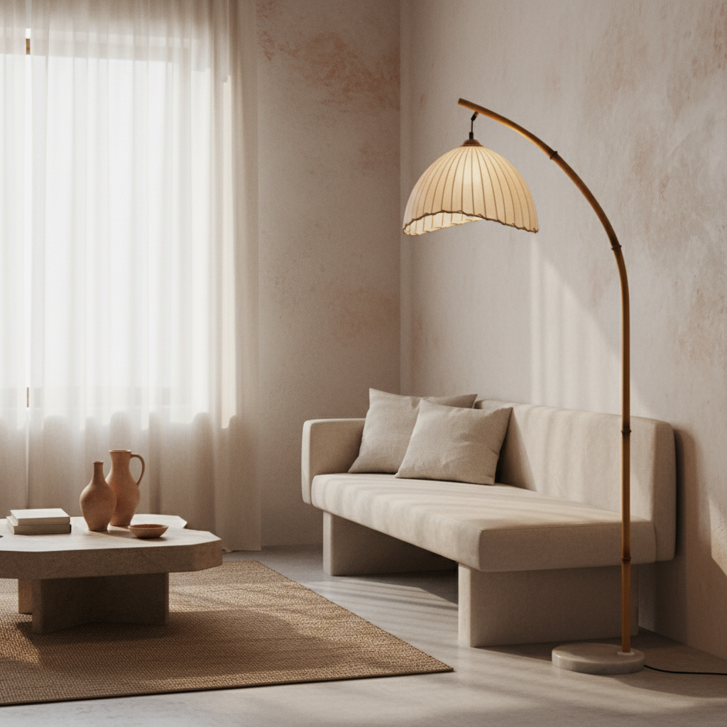 Takumi | Elegante Lámpara de Suelo de Bambú Natural para Decoración de Salón