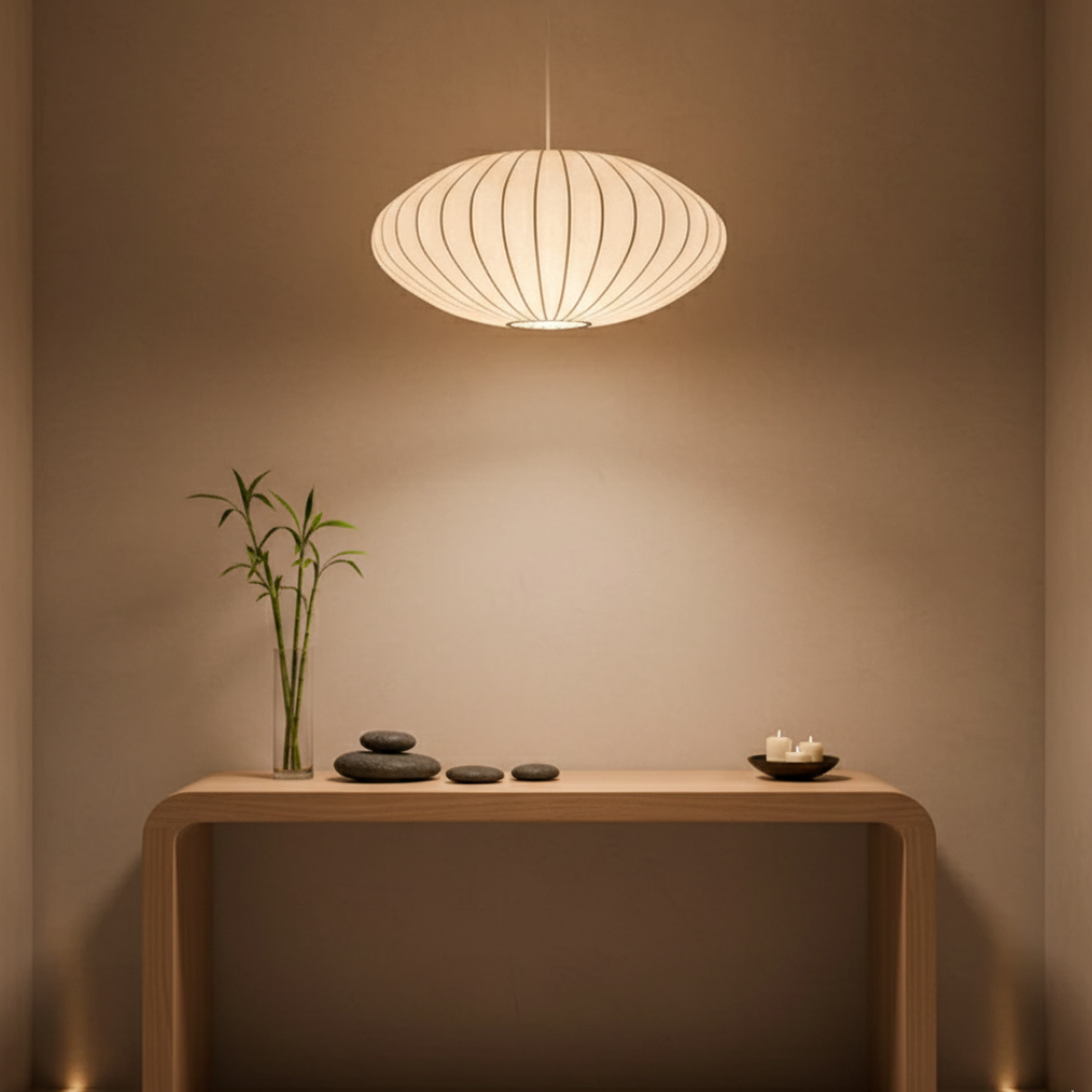 Candelabro de Seda Japandi - Luz Colgante Moderna para Comedores Elegantes