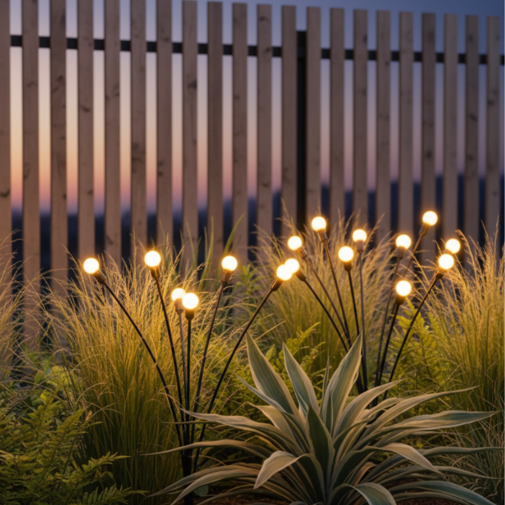 Luces de Jardín Solar Elegantes Firefly | Iluminación Exterior Impermeable con 120 Lúmenes para Jardines o Patios Impresionantes