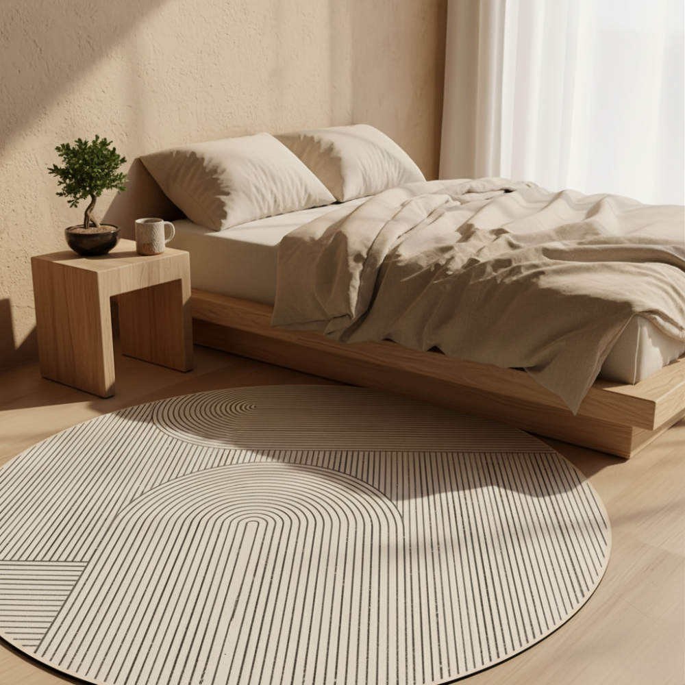 Nordelle - Elegante Alfombra Redonda Antideslizante, Suave Diseño Escandinavo para Sala de Estar
