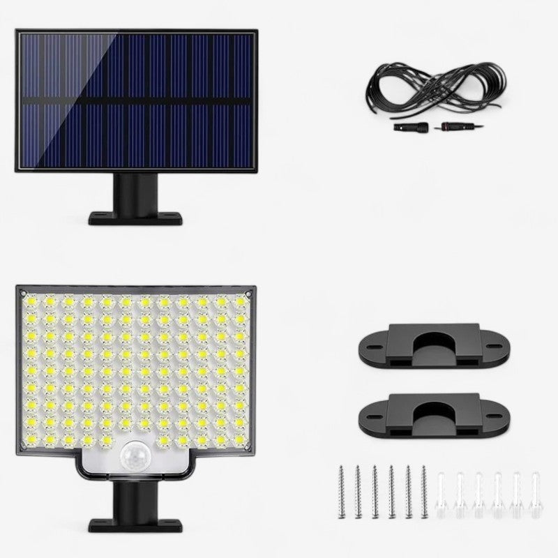 LumoGuard – Lámpara de Seguridad con Panel Solar de 106 LED y Sensor de Movimiento