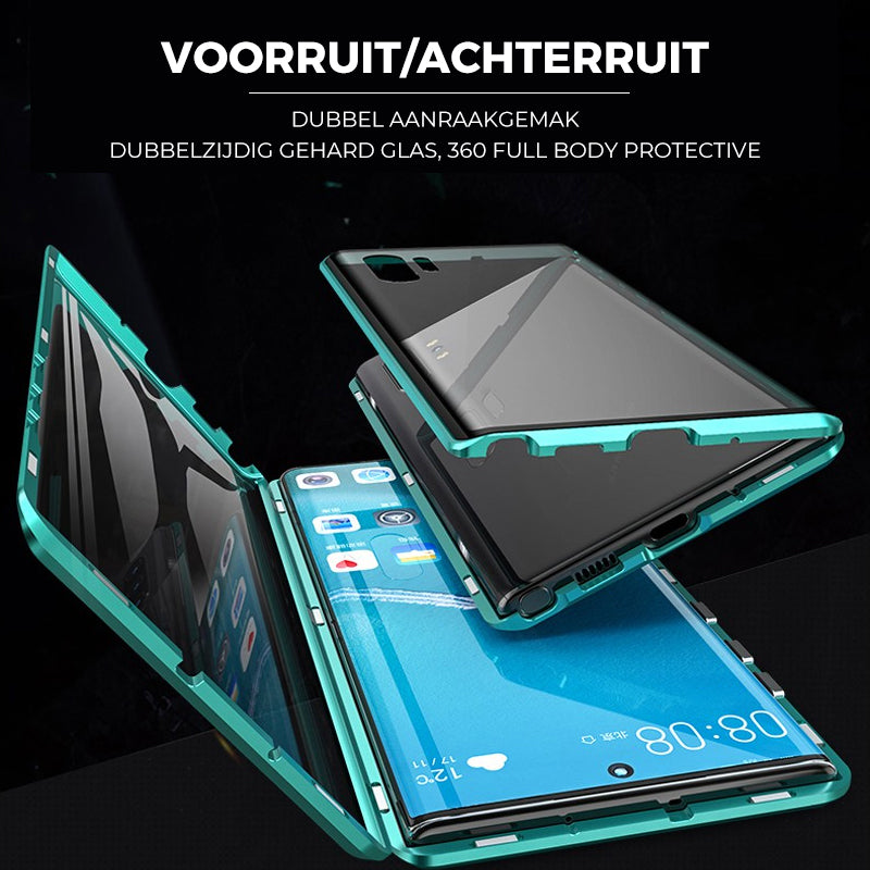 Funda de teléfono doble cara de vidrio templado magnético para Samsung