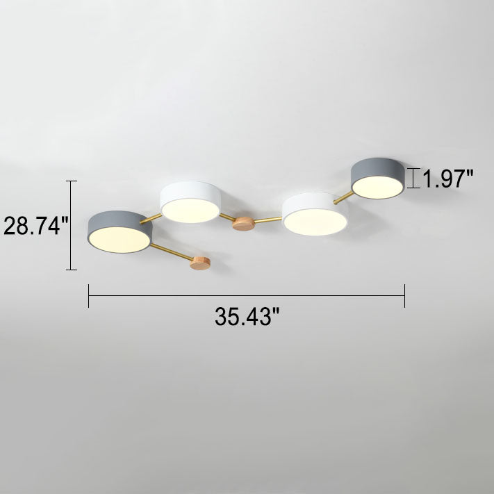 Lámpara de techo LED escandinava de madera y metal