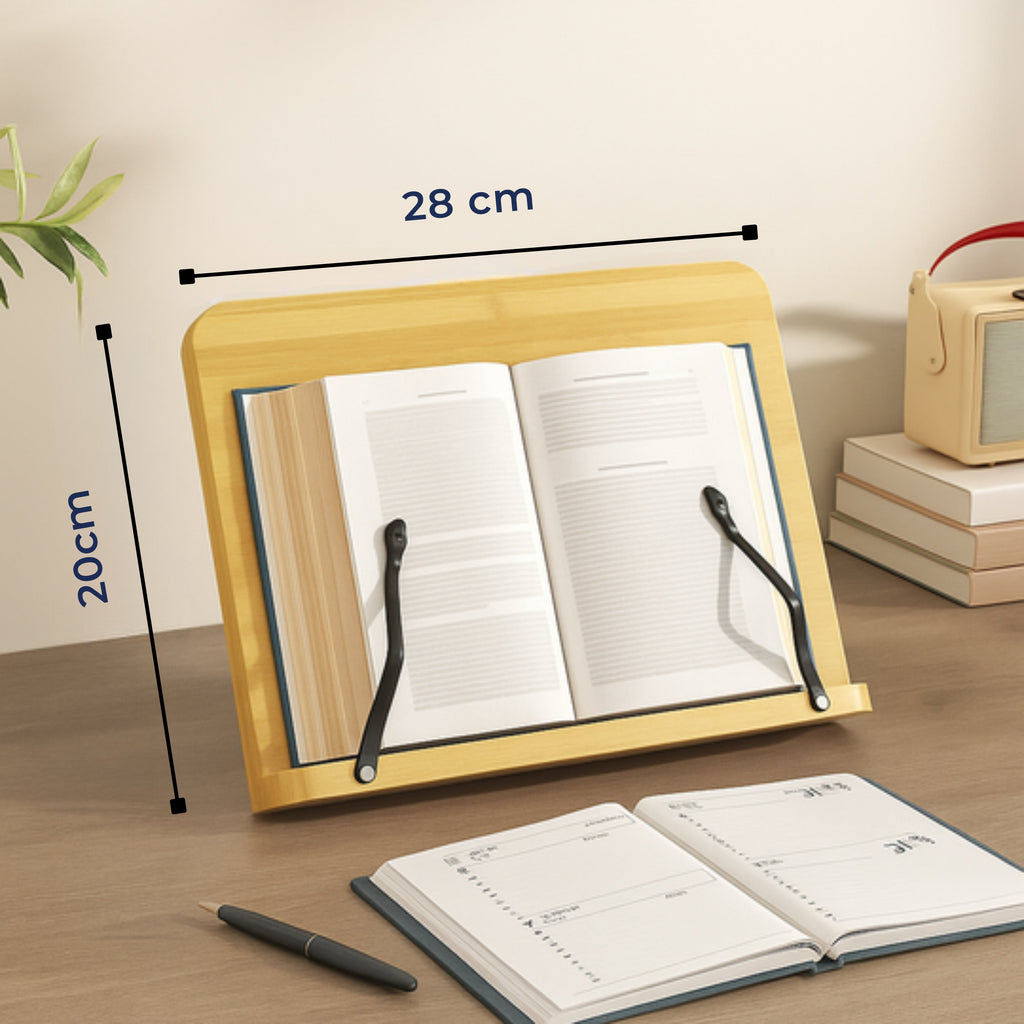 Soporte Ajustable Plegable – Estructura de Madera Estable – Libros de Cocina, Tablets y Lectura Sin Manos Kalsten