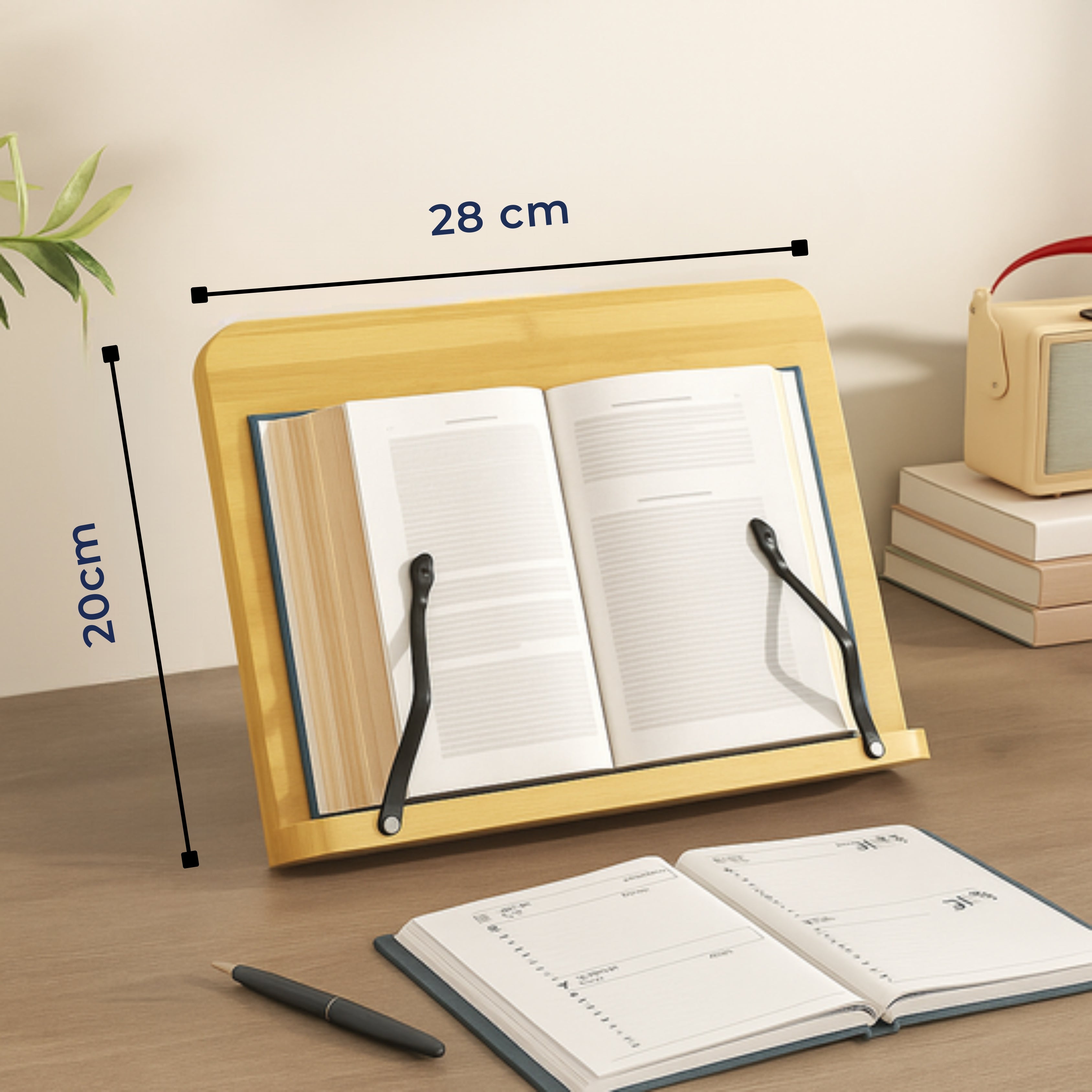 Soporte Ajustable Plegable – Estructura de Madera Estable – Libros de Cocina, Tablets y Lectura Sin Manos Kalsten