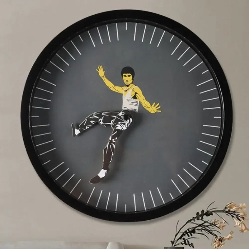 KungFuTick - Reloj de Pared con Forma Redonda y Diseño Inspirado en Kungfu