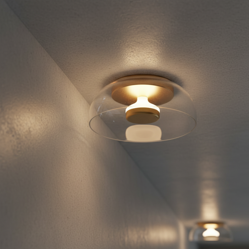 Luz de Pared Halo - Aplique Escultórico Moderno con Brillo en Capas y Plato de Vidrio