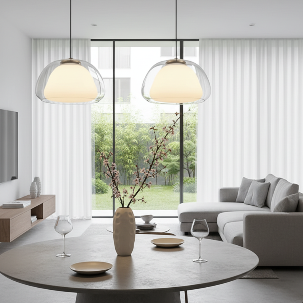 Lámpara Colgante de Vidrio Moderno - Diseño de Cúpula Ajustable para Isla de Cocina