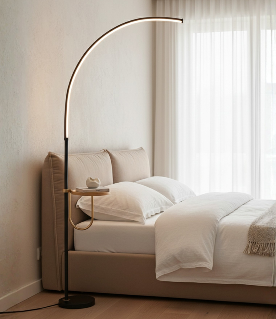 Lámpara de Pie Valeris Arc  | Lámpara de Pie LED Minimalista Moderna para Sala de Estar o Mesita de Noche