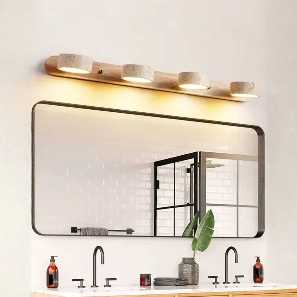 Aplique de Pared de Travertino Elegante con Focos Ajustables