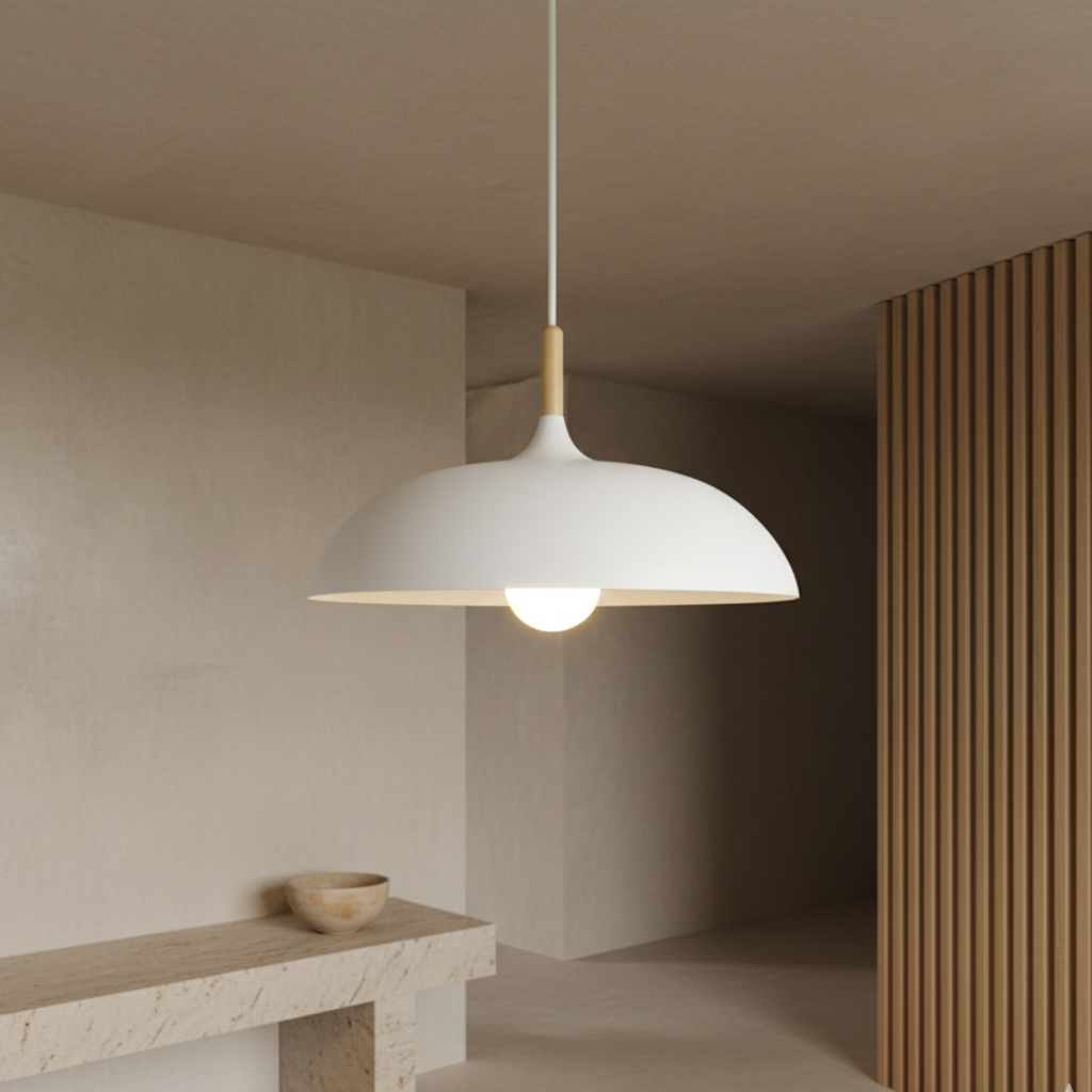 Lámpara Colgante Haft - Iluminación de Cocina Escandinava con Madera y Hierro