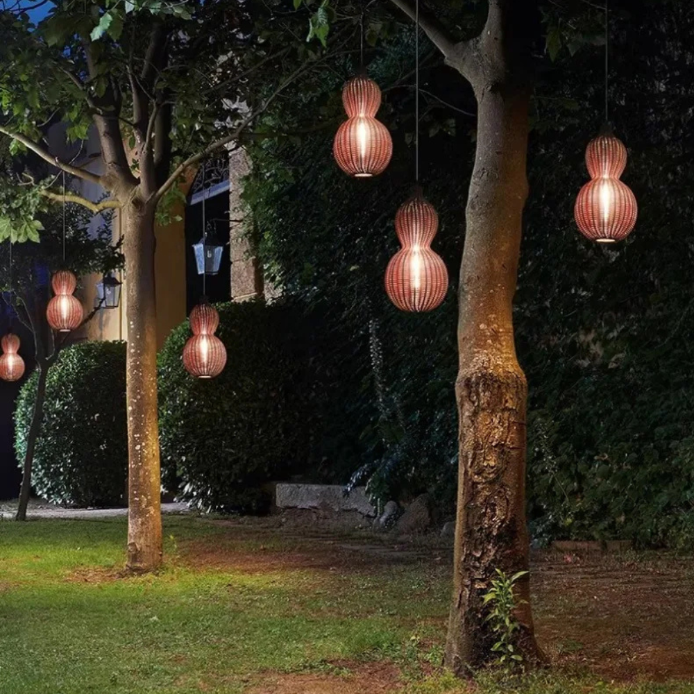 Lámpara Colgante de Ratan Tejido a Mano para Exterior - IP65 Impermeable