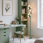 Sara Orchid - Lámpara de Pie Elegante con Sombrillas de Flores Blancas para Sala de Estar o Dormitorio