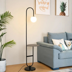 NordHalo Arc | Lámpara de Pie Escandinava Moderna y Elegante con Mesa Lateral