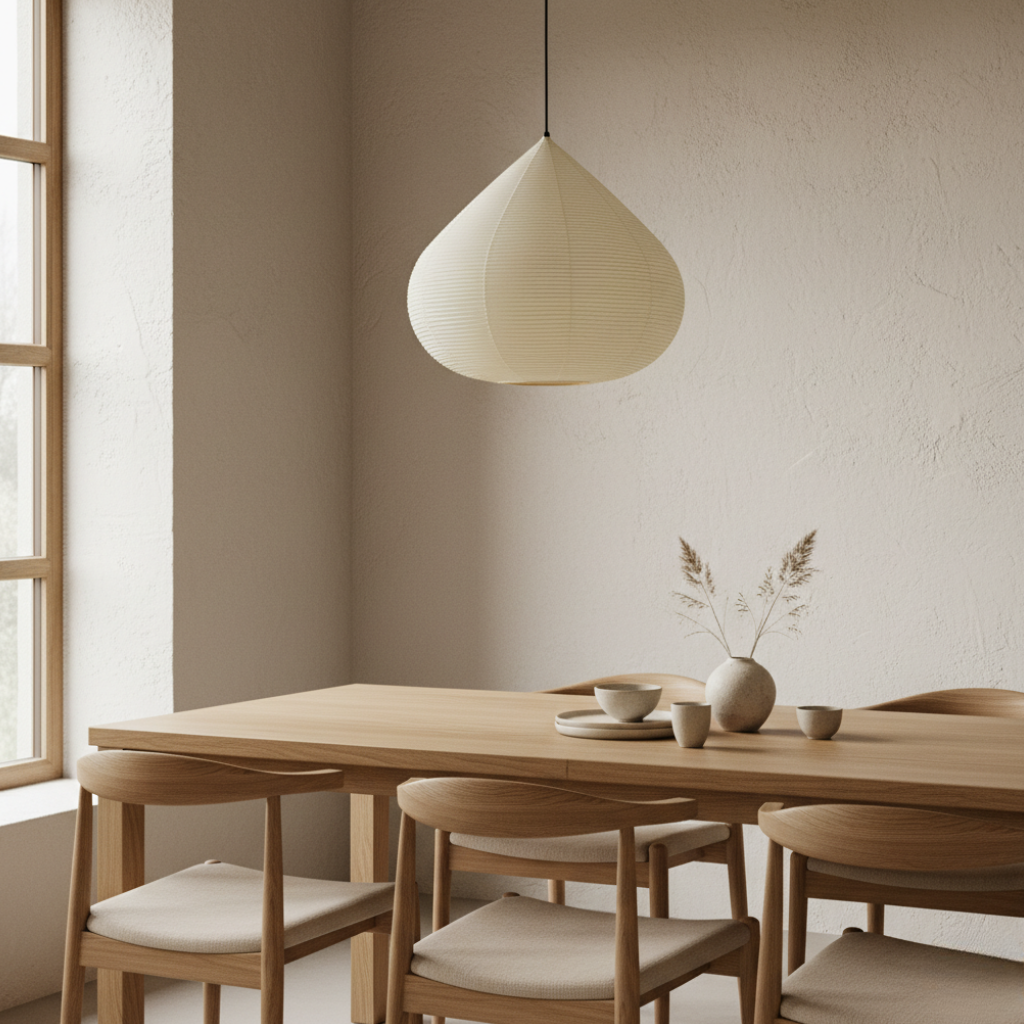 Lámpara Colgante Akari Castaño - Brillo Ambiental Cálido para Iluminación de Cocina
