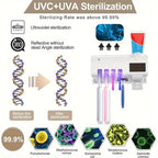 Skanto | Soporte para cepillos de dientes con esterilizador UV inteligente, dispensador de pasta de dientes montado en la pared