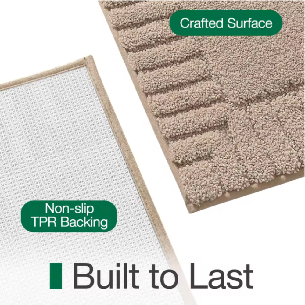 SereneMat - Alfombrilla de Baño Premium de Secado Rápido y Antideslizante con Raya Minimalista