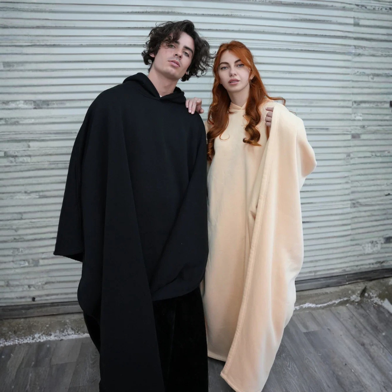 Sudadera con Capucha de Manta de Franela Oversized