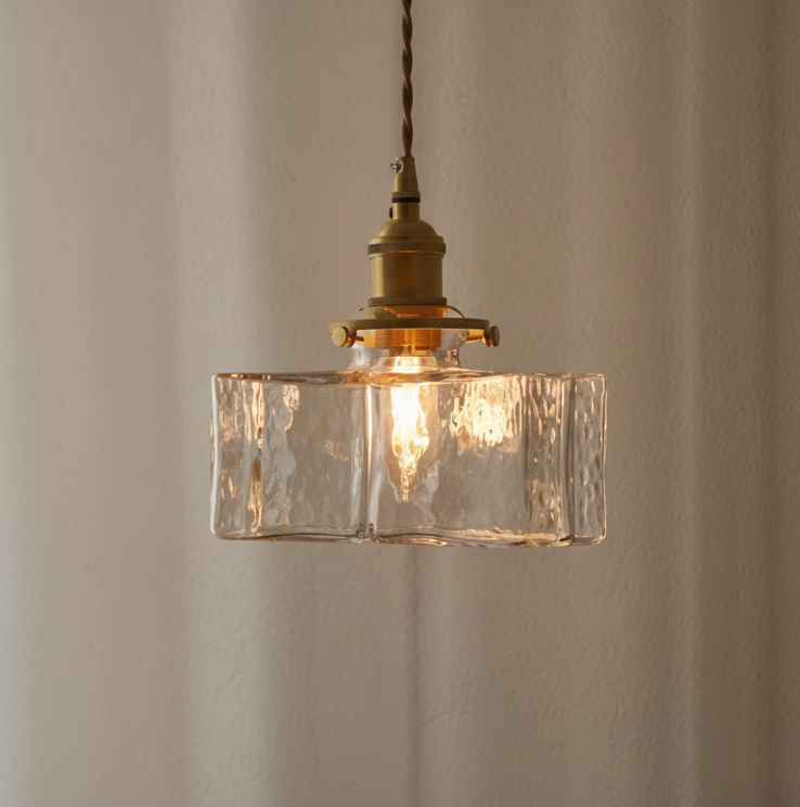 Colección Savoy | Lámpara Colgante de Vidrio con Acabado Texturizado, Estilo Vintage para Iluminación de Cocina