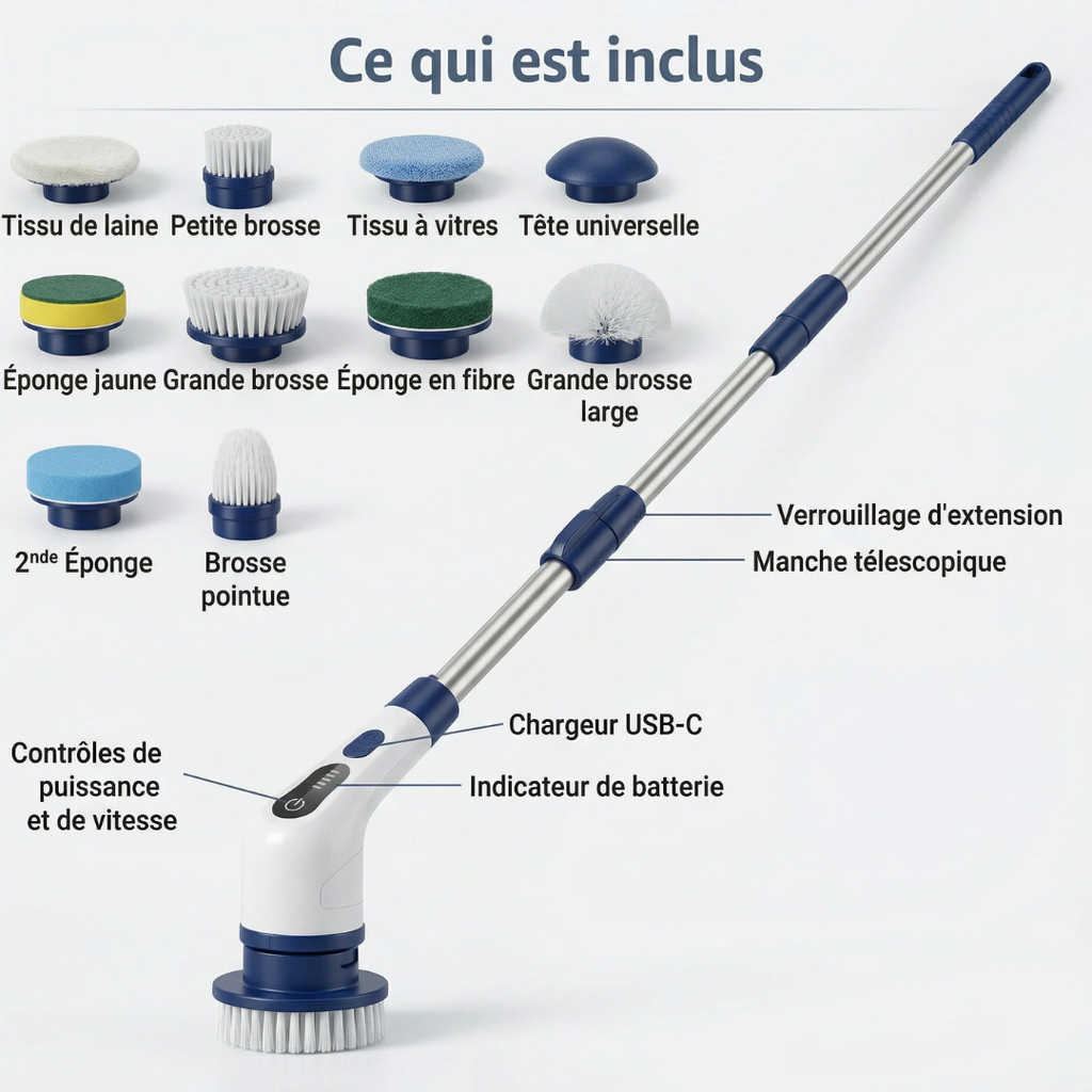 Dispositivo de limpieza rotativo eficaz y ergonómico para su hogar