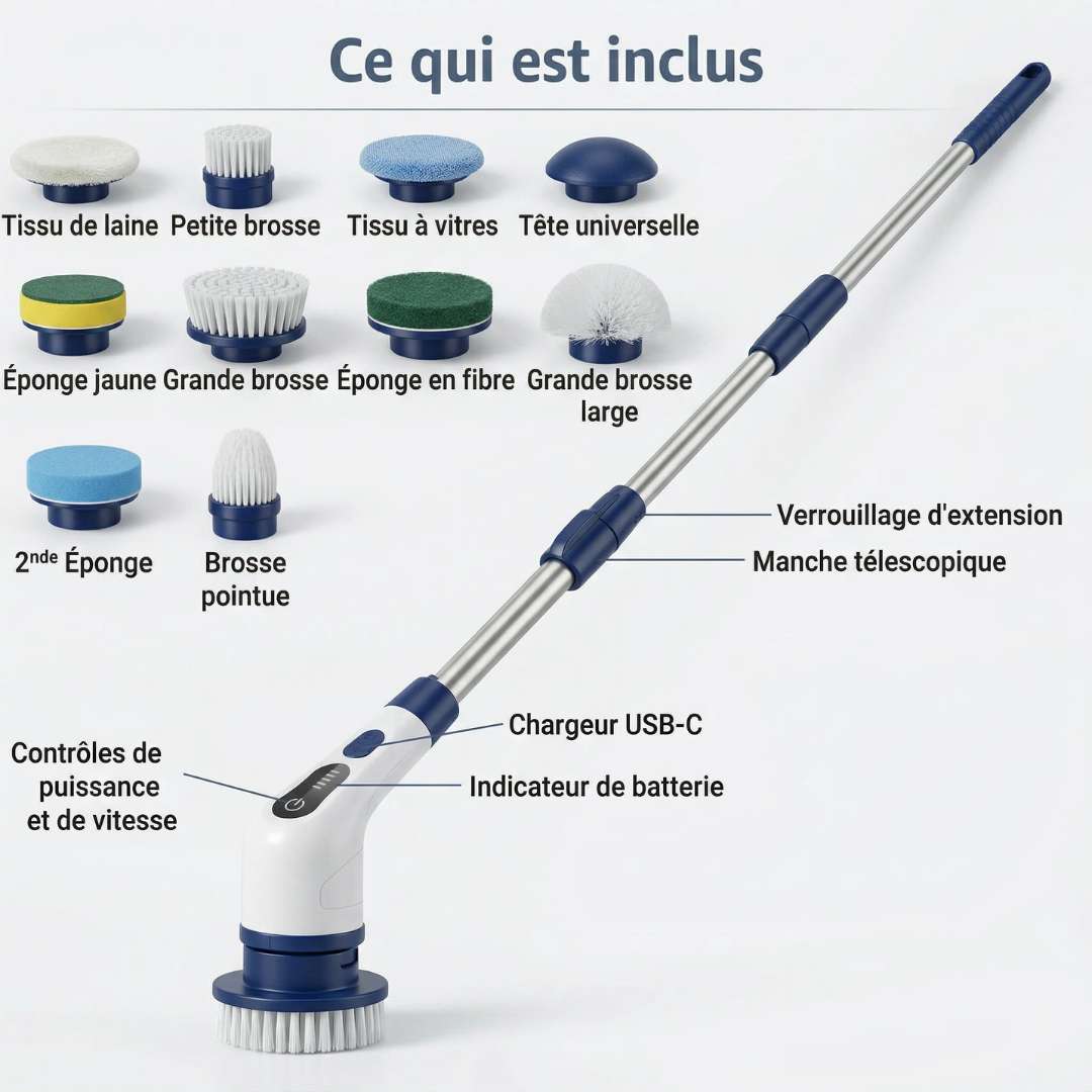 Dispositivo de limpieza rotativo eficaz y ergonómico para su hogar