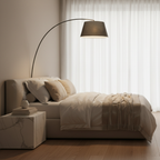 ArcoLuxe | Lámpara de pie de arco elegante y moderna con pantalla de tela para sala de estar
