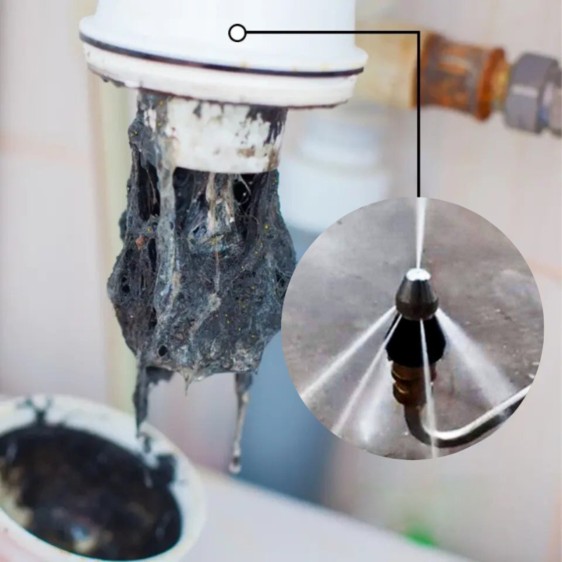Lisslune | Boquilla de Chorro de Drenaje de Alta Presión – Pulverizador de Limpieza de Alcantarillas de Acero Inoxidable para Desbloqueo Rápido de Tuberías