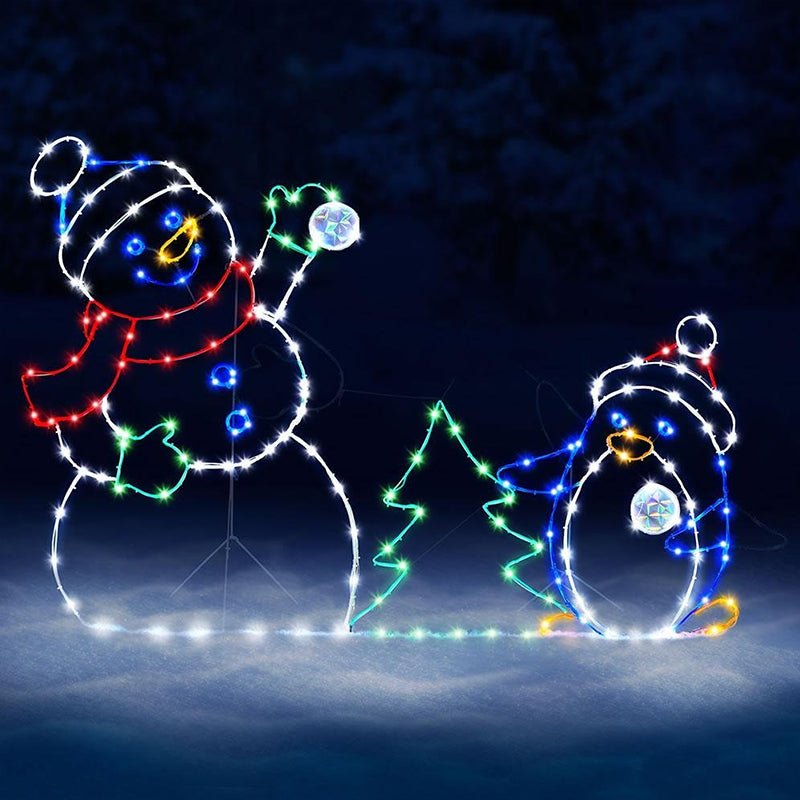 WinterJoy - Decoración LED de lucha de bolas de nieve para un ambiente navideño juguetón
