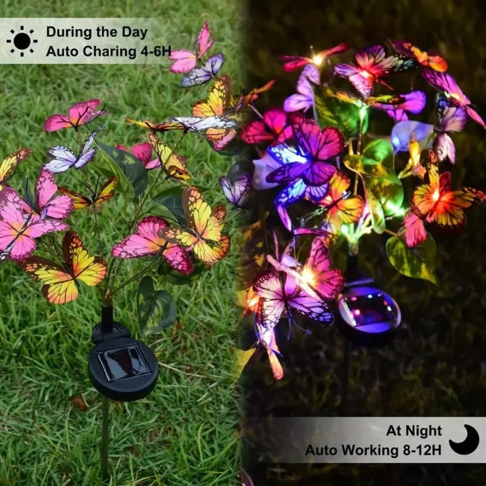 ButterflyGlow | Lámparas de Jardín Solar Coloridas y Elegantes para Patio y Jardín