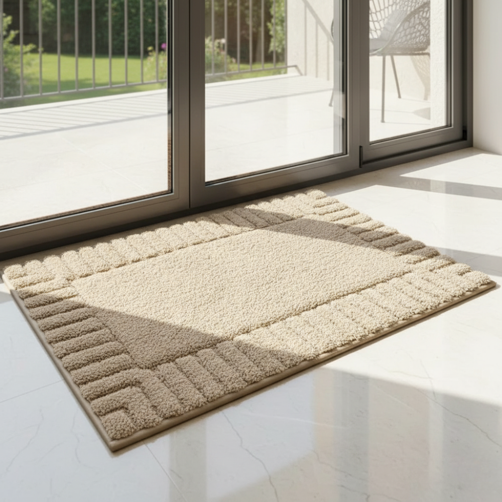 SereneMat - Alfombrilla de Baño Premium de Secado Rápido y Antideslizante con Raya Minimalista