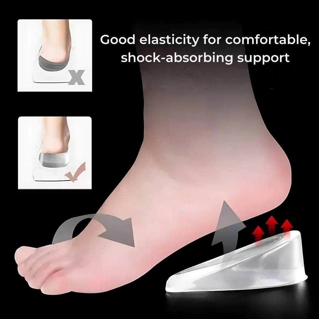 Insertos Elevadores de Talón de Gel de Silicona LiftComfort | Aumento de Altura - Alivio del Dolor para la Fascitis Plantar - Amortiguación de Impactos - Mejor Postura Kalsten