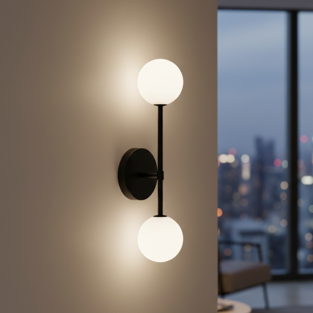 Aplique de Pared de Vidrio Esmerilado Minimalista - Iluminación Suave Moderna en Negro o Dorado