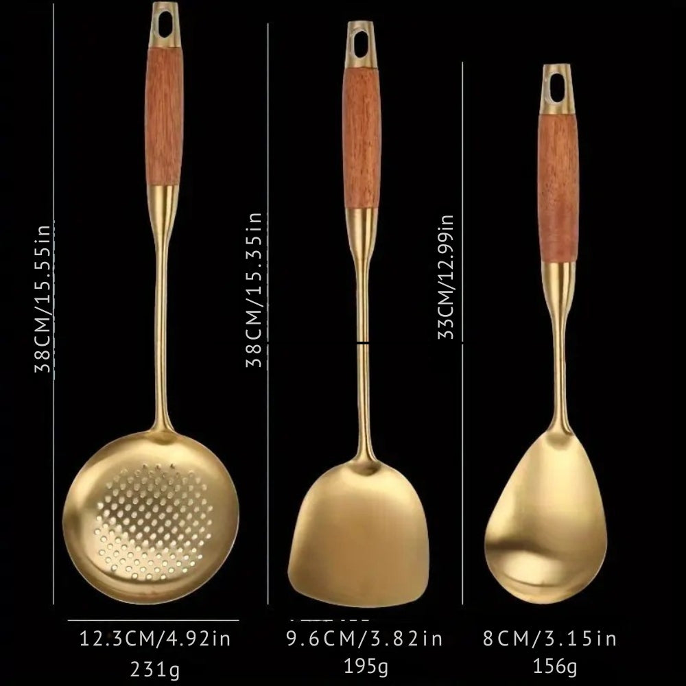 Utensilios de Cocina Dorados a Elección del Chef | Set de 6 piezas