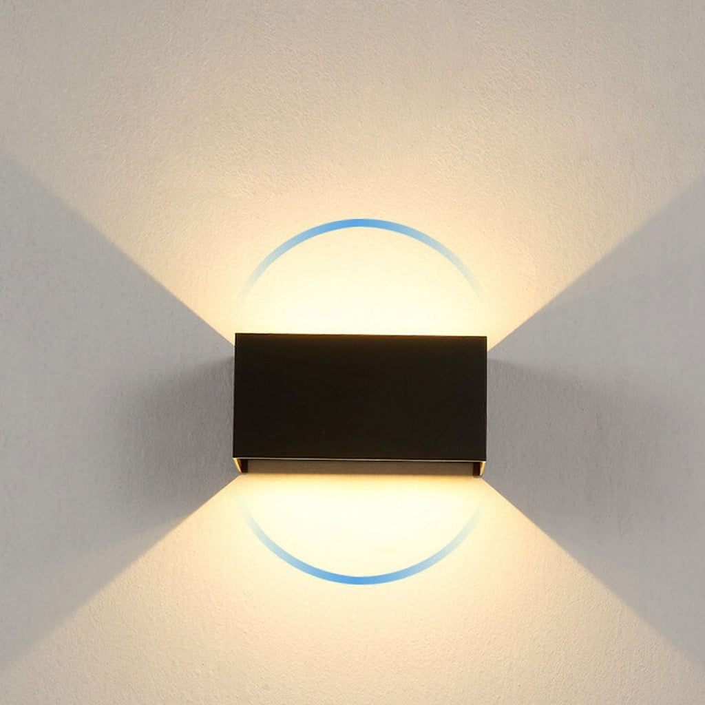 Lámpara de pared LED rectangular moderna e impermeable para uso exterior con iluminación hacia arriba y hacia abajo