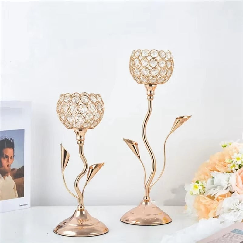 LumiFlor – Conjunto de candelabros Krystalblomst con diseño clásico en metal