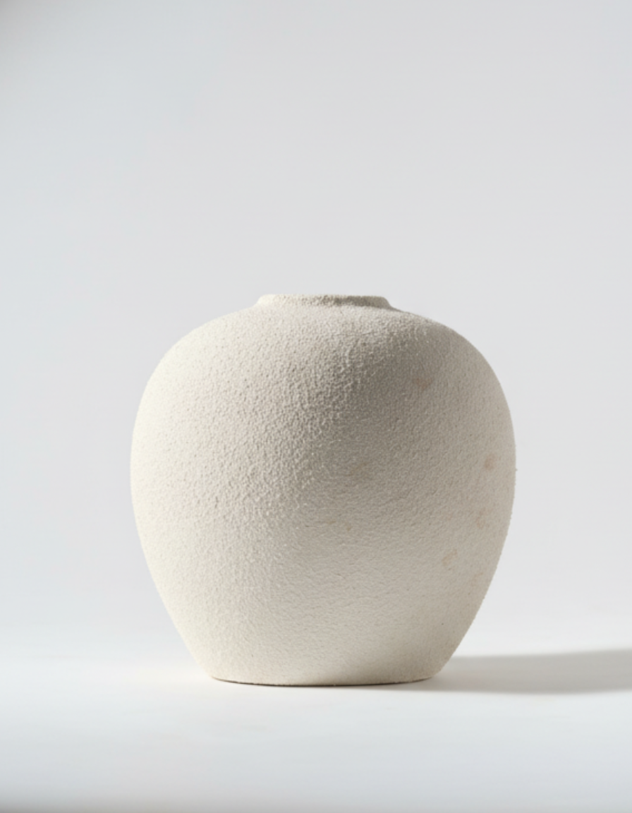 Aurea - Jarrón de Cerámica Blanco Alto con Diseño Escultural para Decoración del Hogar