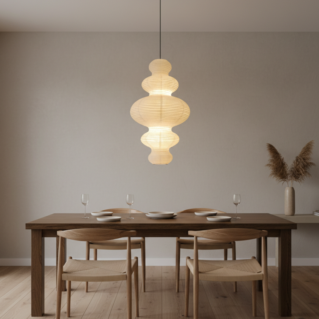 Lámpara Colgante de Papel de Arroz Hecha a Mano - Iluminación Elegante para el Hogar