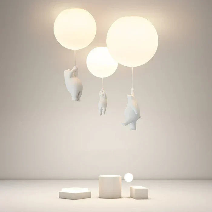 Lámpara de Techo Infantil | Diseño de Oso y Globo | CloudBear | Diseño Juguetón y Único | Iluminación LED | Plástico y Metal de Alta Calidad | Para Habitaciones Infantiles | 40 cm de Diámetro
