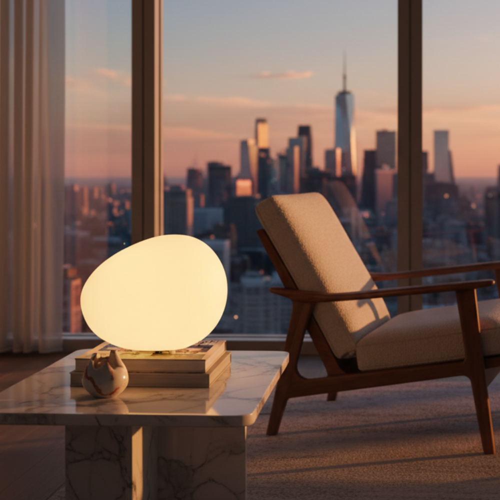 PebbleGlow | Lámpara de Mesa LED Moderna Pebble para Sala de Estar y Dormitorio