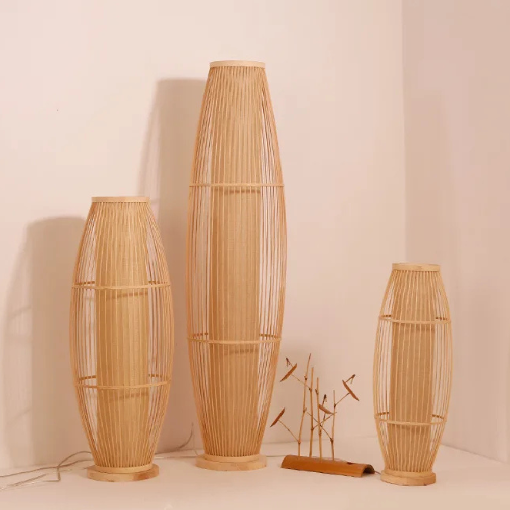 BambooGlow | Lámpara de Mesa y de Pie Moderna y Ecológica Elegante para Sala de Estar