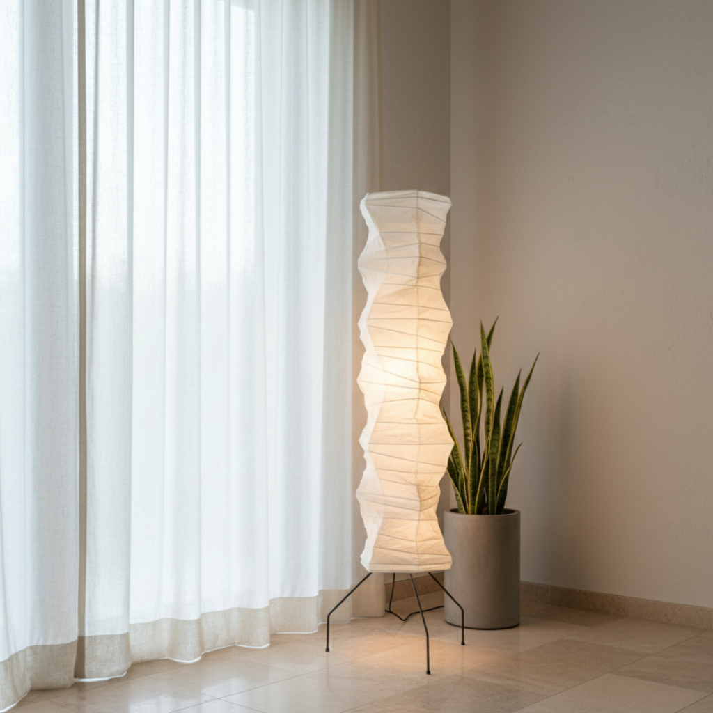 WabiSabi | Elegante Lámpara de Pie Orgánica Japonesa Moderna para la Sala de Estar